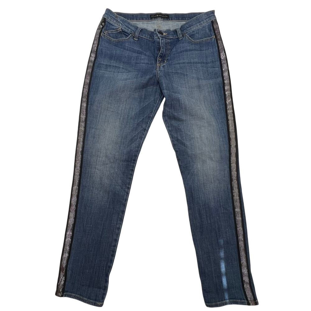 Rock & Republic‎ Women's Berlin Tuxedo Stripe Denim Jeans Size 14 Streetwear